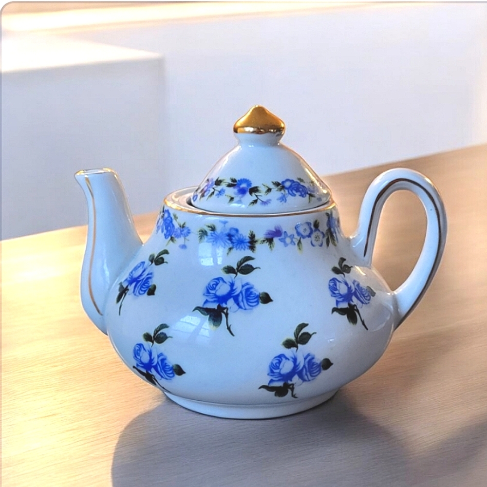 Porcelain Nantucket Home Mini Tea Pot With Authentic Floral Design
